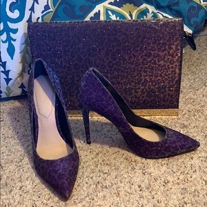 Iridescent Animal Print Heel & Clutch